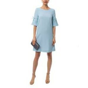 GOAT Blue Wool 3/4 Split Sleeve Shift  Dress Pacific Blue Size 2